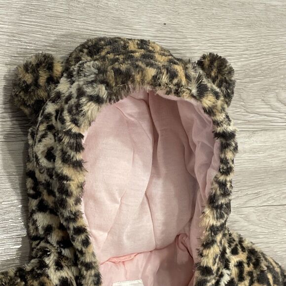 Baby Snowsuit 6-9 Months Toddlers Fleece Outdoors Hooded Coat Cheetah Animal - Picture 5 of 7